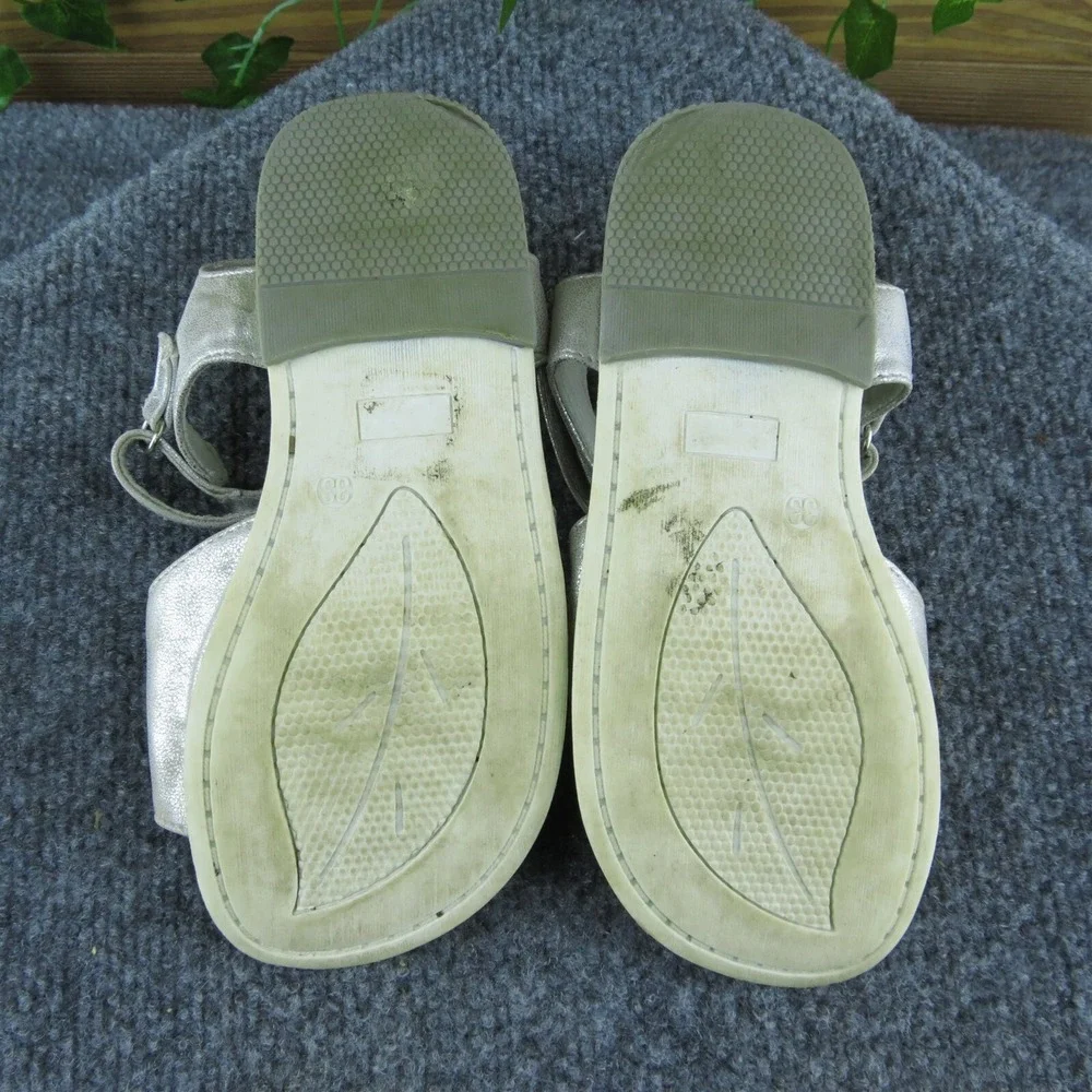 GC Youth Girls‎ Sandals Shoes Silver Leather Hook & Loop Size 3 Medium